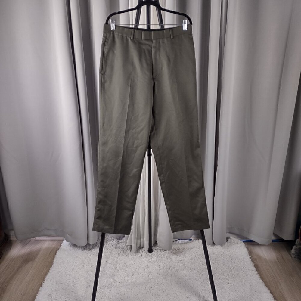Perry Ellis Portfolio Men's, Olive Green Dress Slacks, Pants, Size 33X32